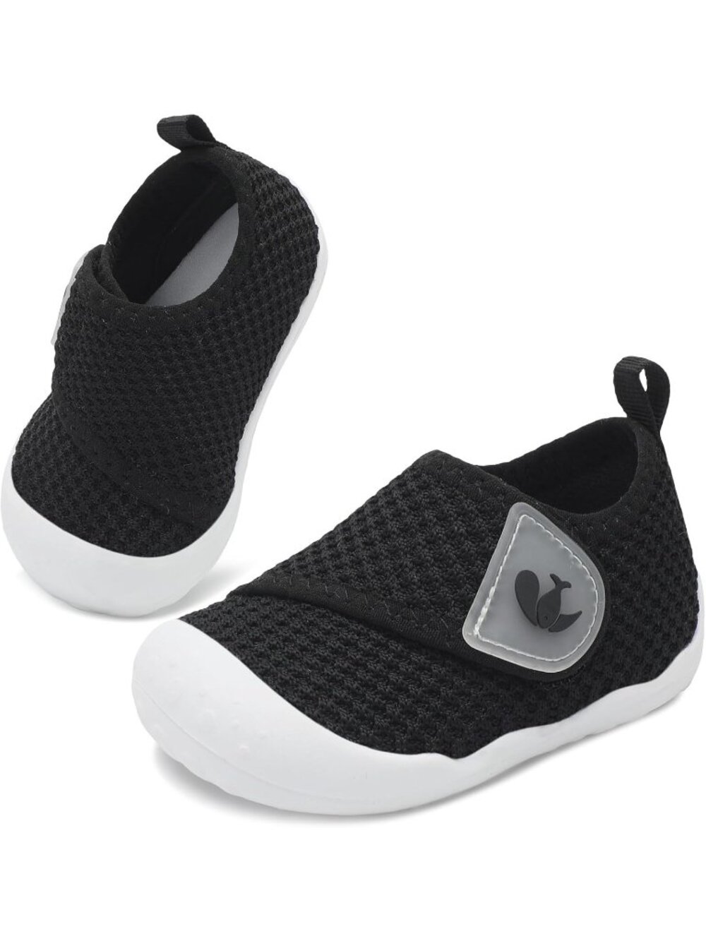 Baby Black Knit Walking Shoes Wide Shoes Infant Newborn Crib Barefoot Sneakers